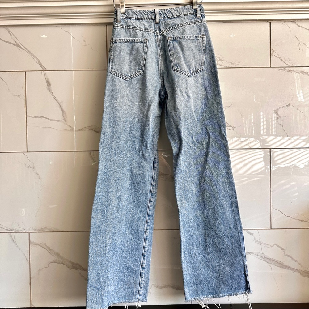 Garage Denim Wide Leg Distressed Raw Hem Jeans #30 - Picture 5 of 8